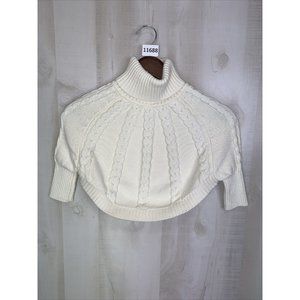 Virgil Kids 90cm 2/3T Ivory Cowl Neck Round Hem Cable Knit Sweater Toddler Girls